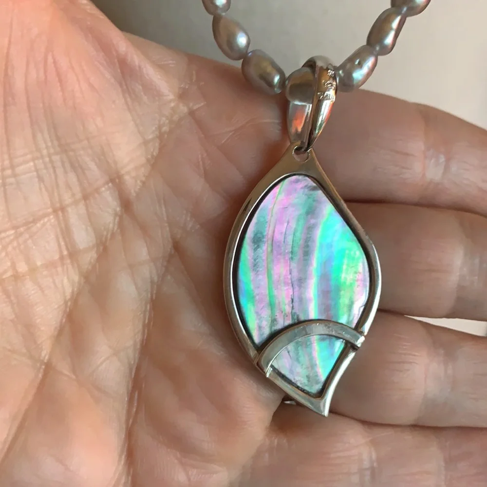 925 silver and Fresh water pearl and mother of pearl strand and pendant